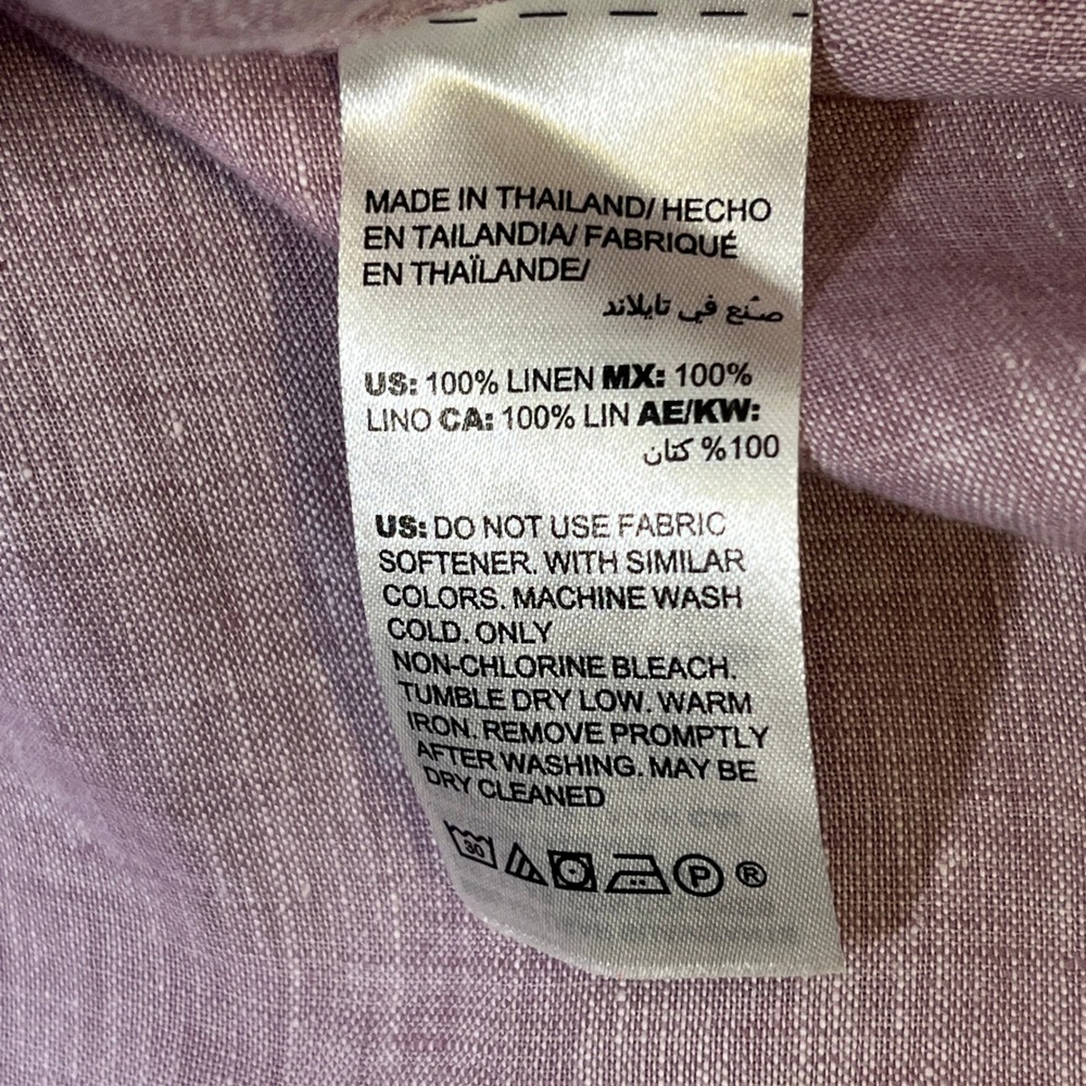 Chicos Linen Button Down Tunic Women 2.5 US 14 Lavender Purple No Iron Lagenlook - Picture 5 of 8